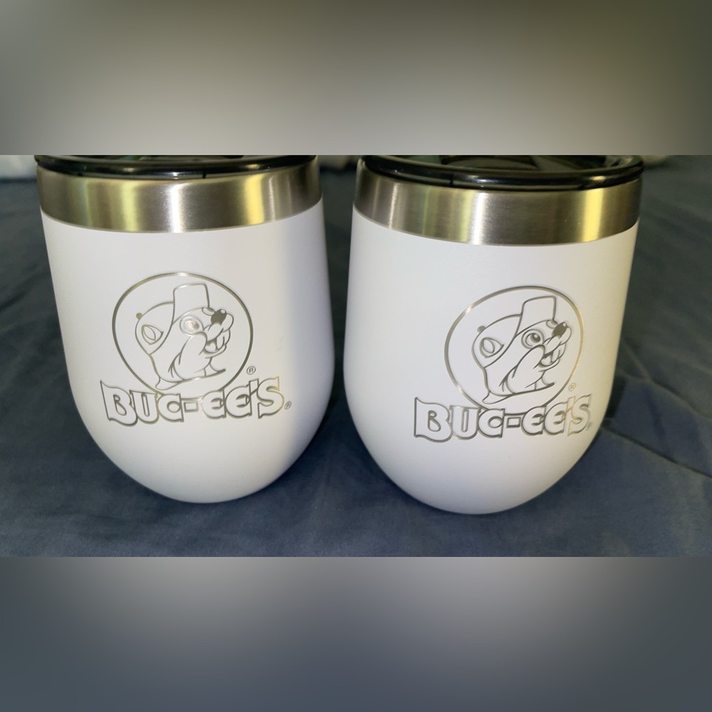 WHITE BUC-EE'S INSULATED STAINLESS STEEL WINE TUMBLERS